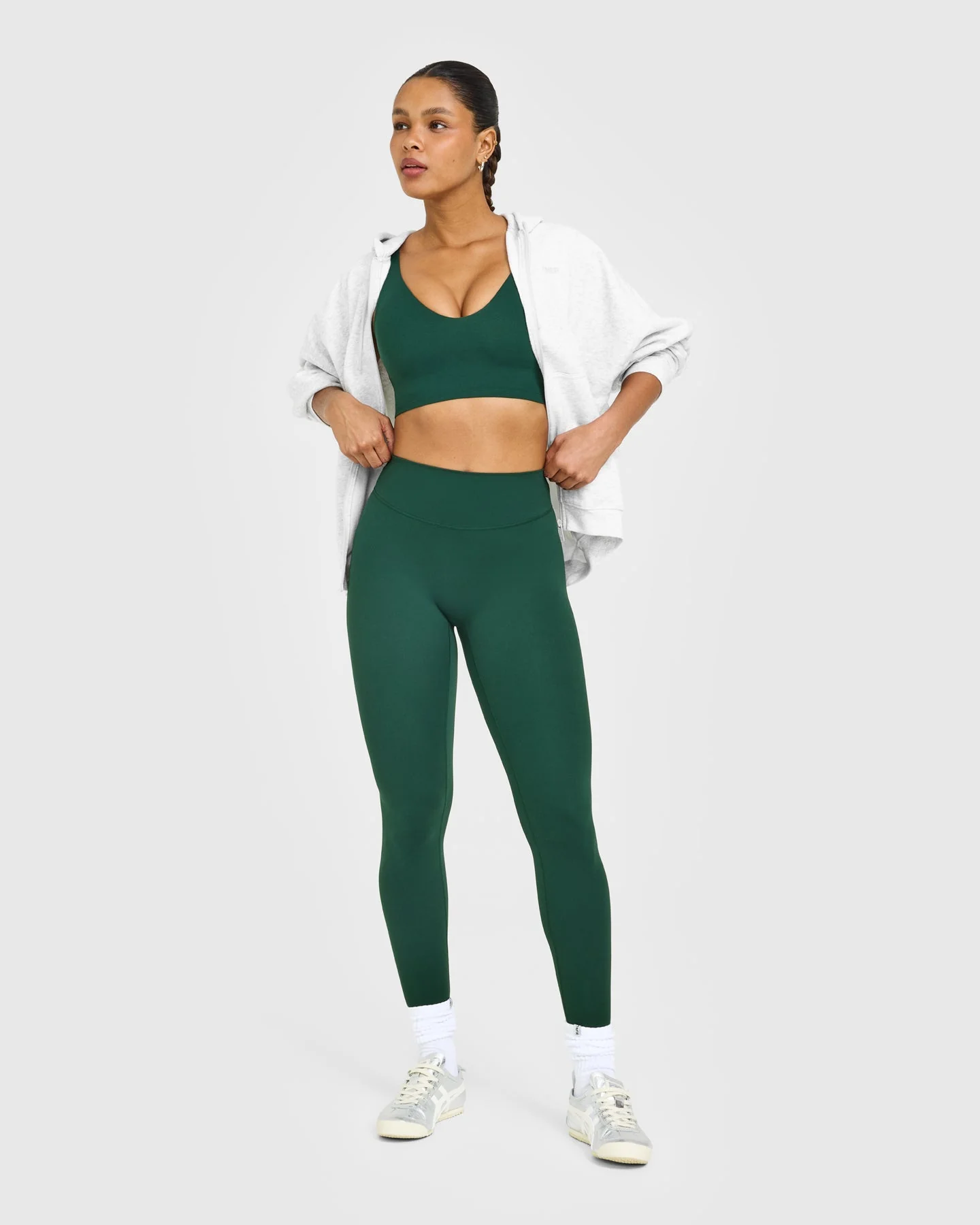SoftMotion™ High Waisted Leggings with White Logo | Dark Racing Green - Image 3