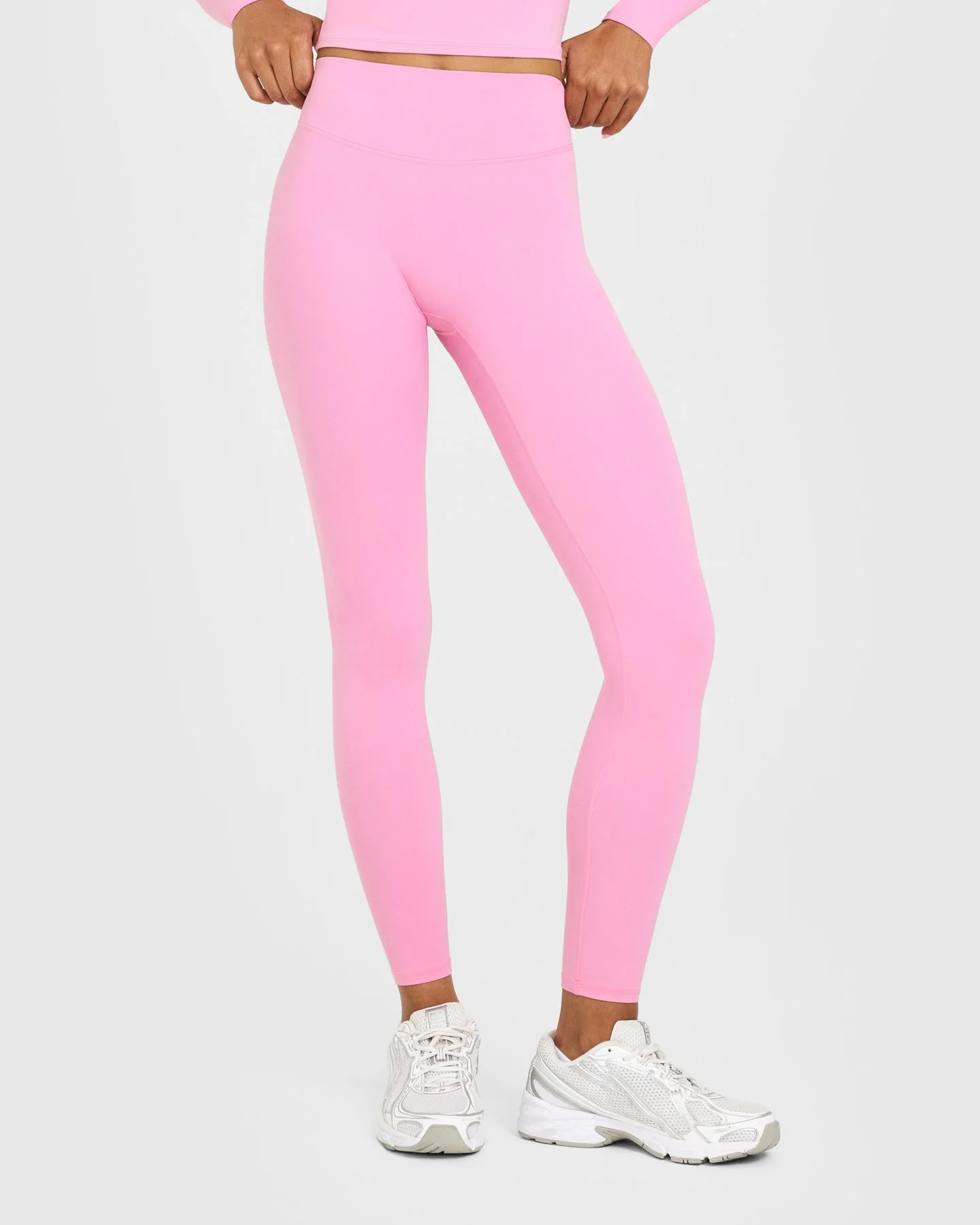SoftMotion™ High Waisted Leggings with White Logo | Rose Pink - Image 6