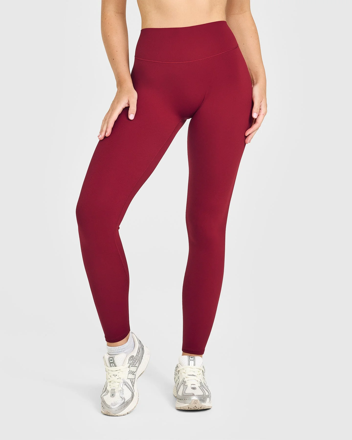 SoftMotion™ High Waisted Leggings with White Logo | Ruby Red - Image 6