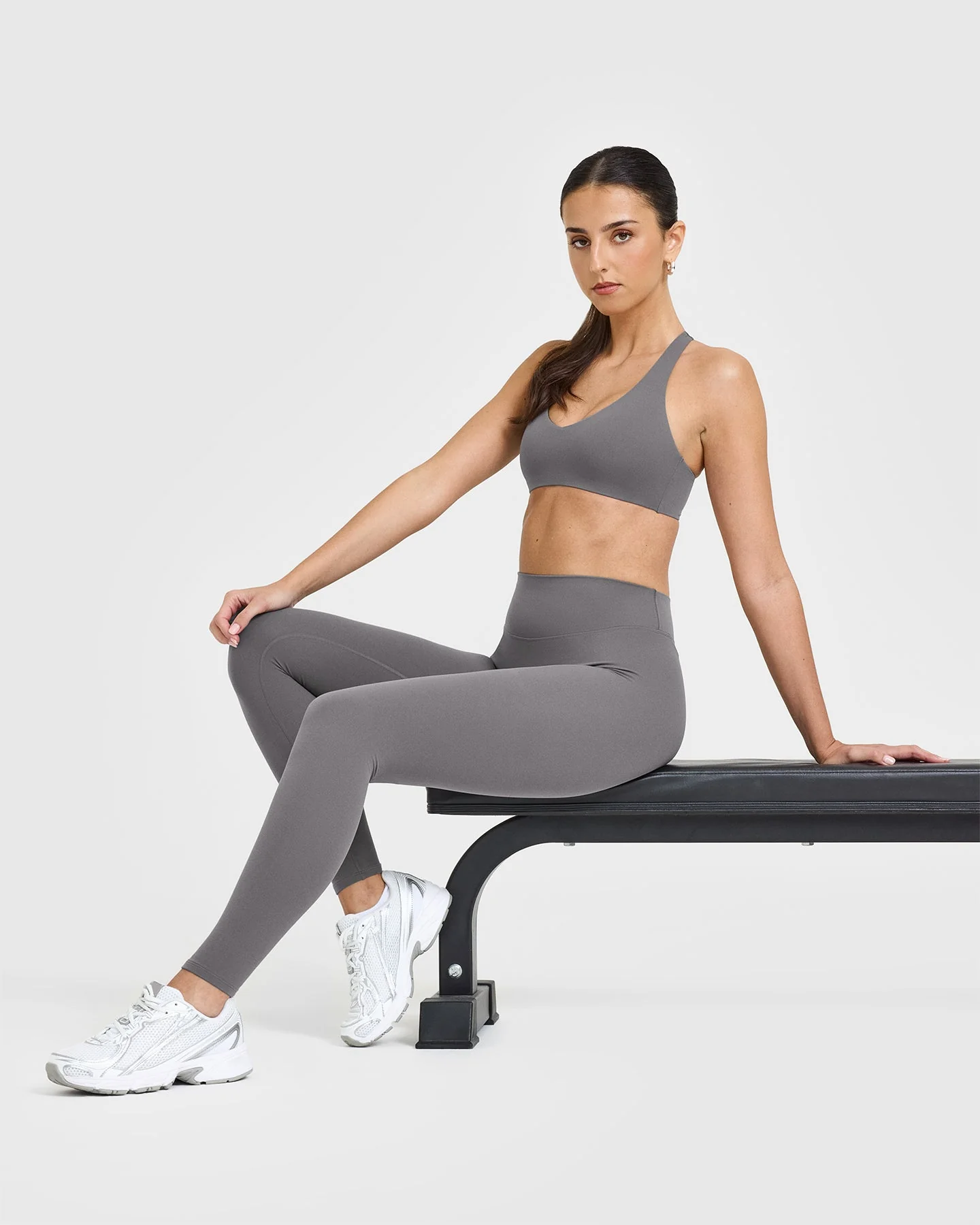SoftMotion™ Leggings with White Logo | Ash Grey - Image 6
