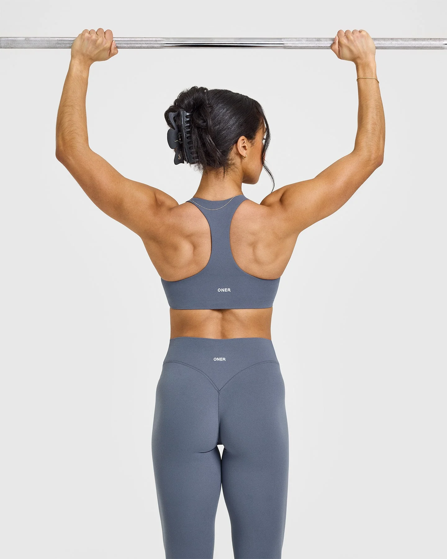 SoftMotion™ Leggings with White Logo | Granite Blue - Image 6