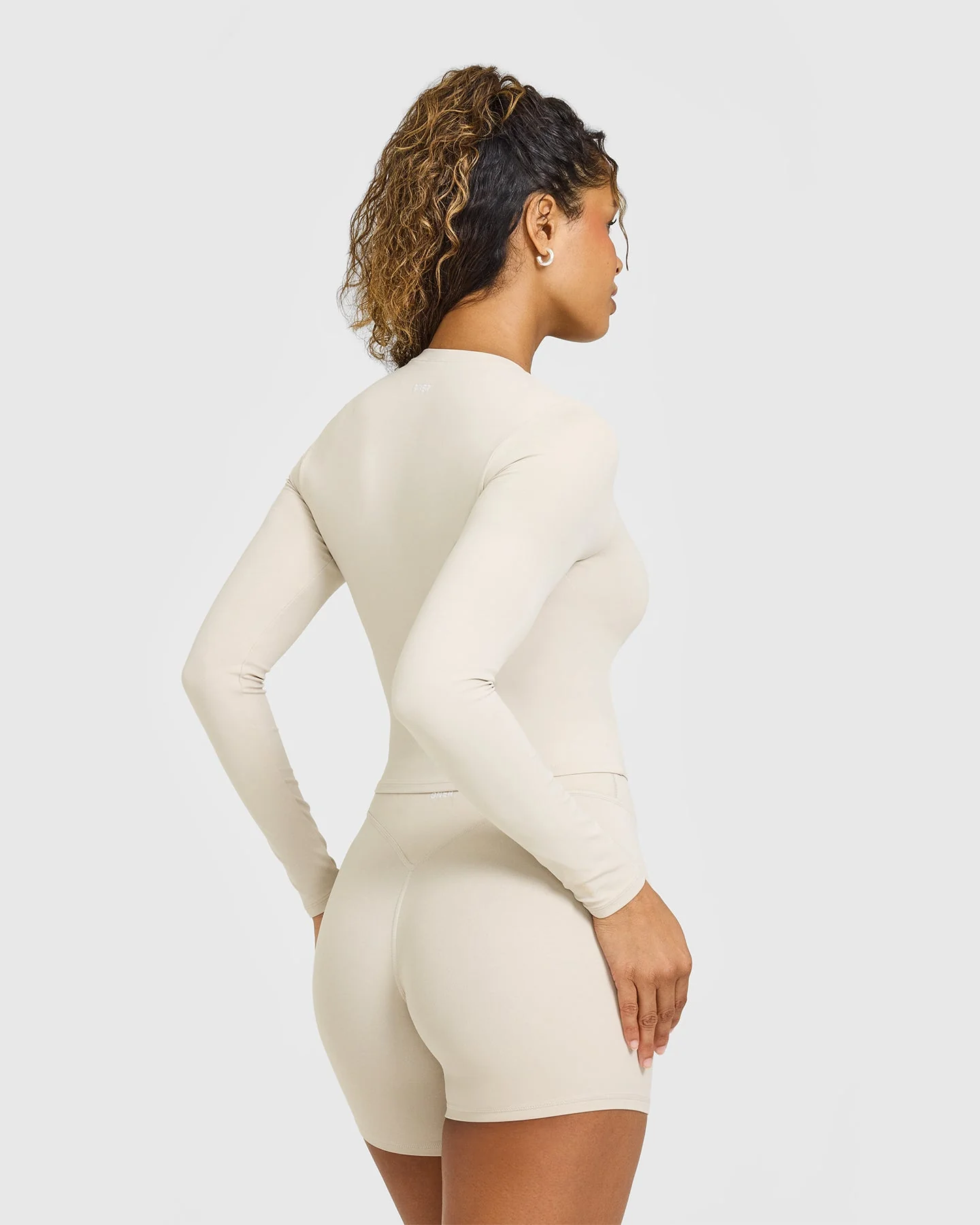 SoftMotion™ Long Sleeve Mid Top with White Logo | Sand - Image 2