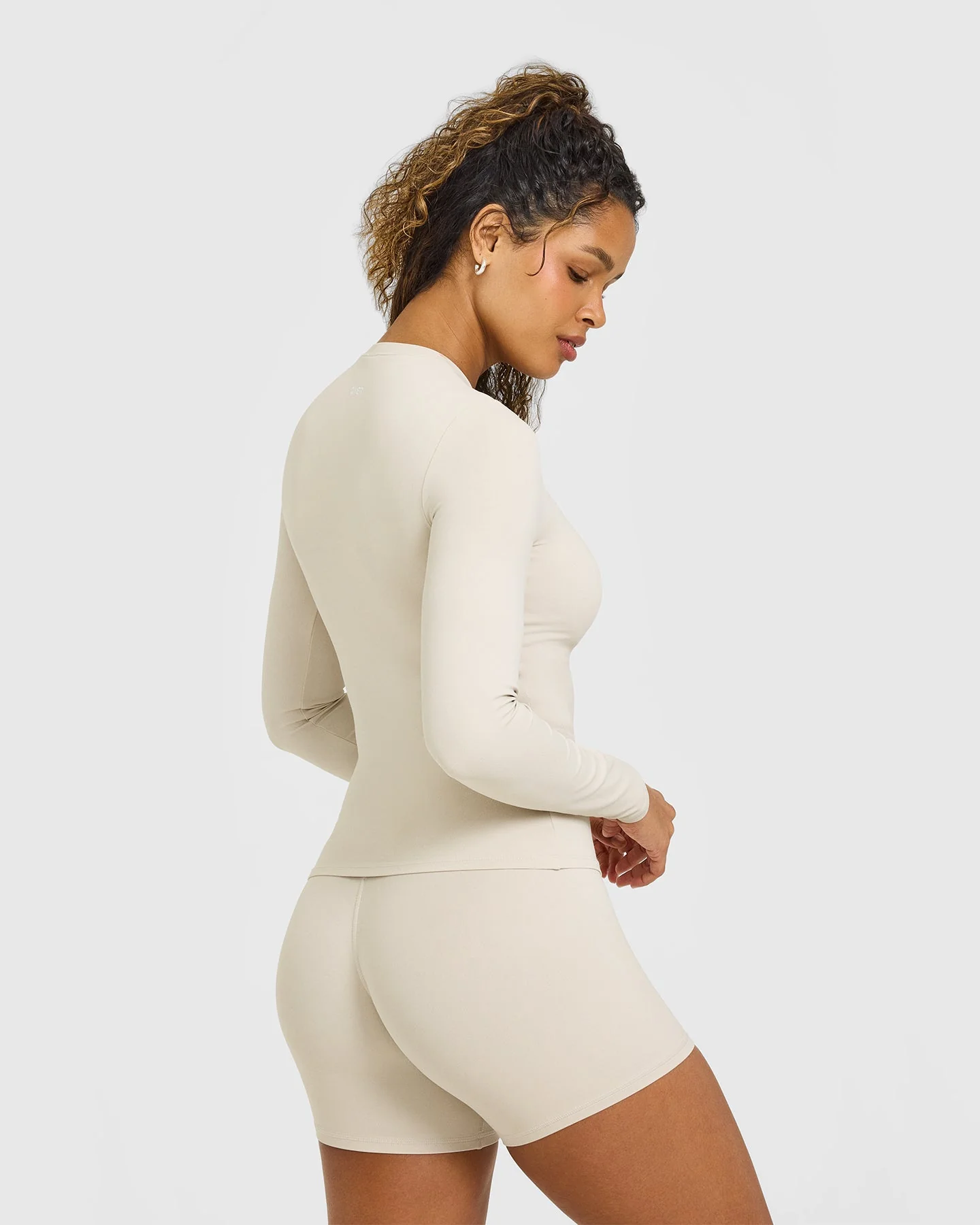SoftMotion™ Long Sleeve Top with White Logo | Sand - Image 2