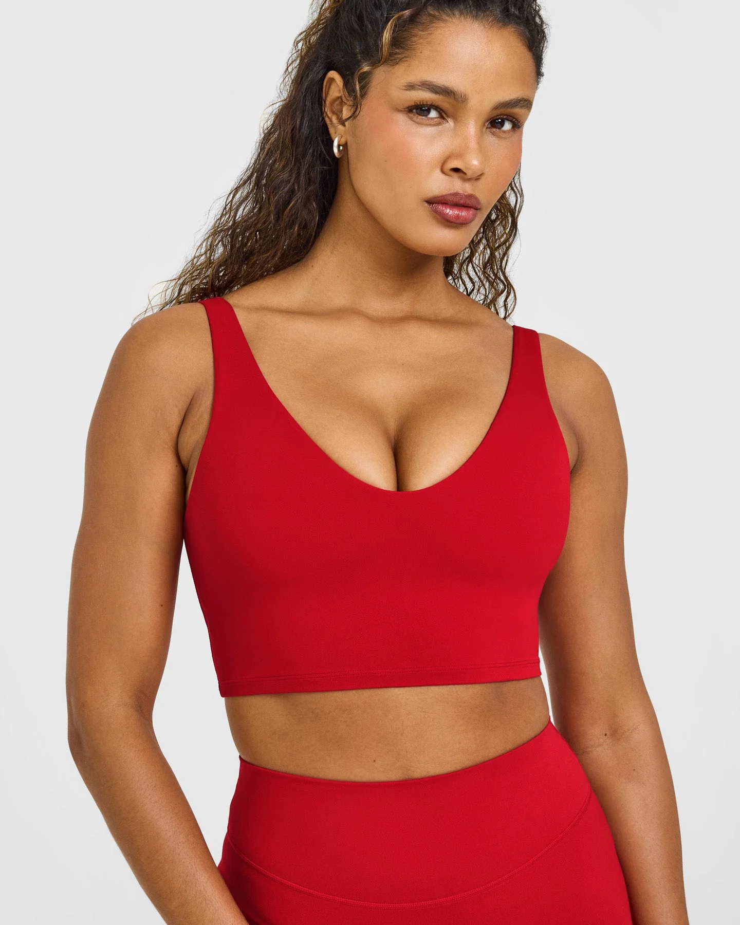 SoftMotion™ Longline Sports Bra with White Logo | Light Toasted Red - Image 5