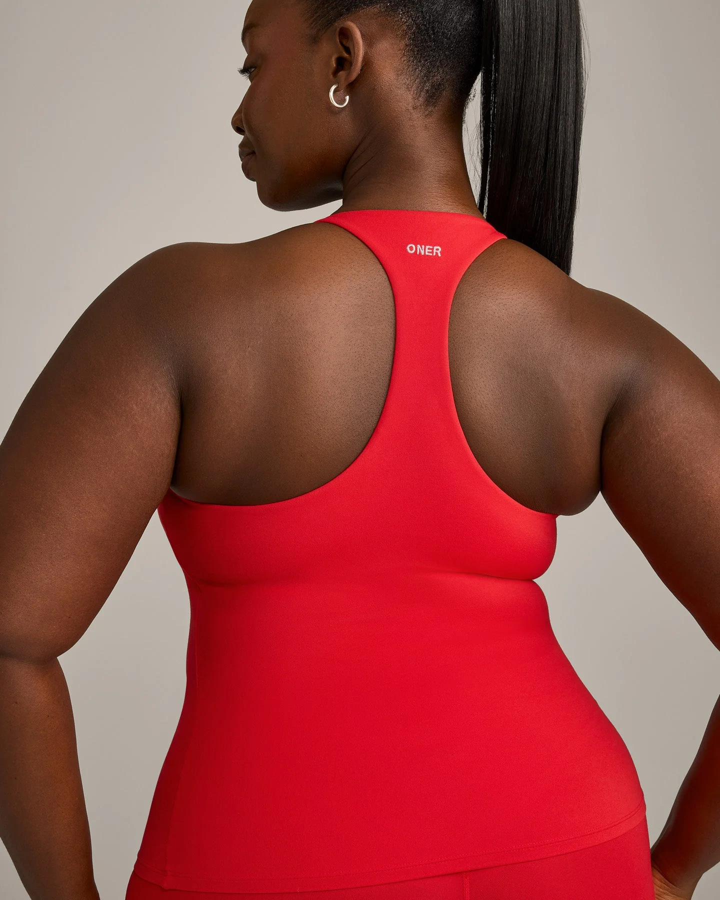 SoftMotion™ Racer Back Vest with Built in Bra Shelf with Grey Logo | Fiery Red - Image 4