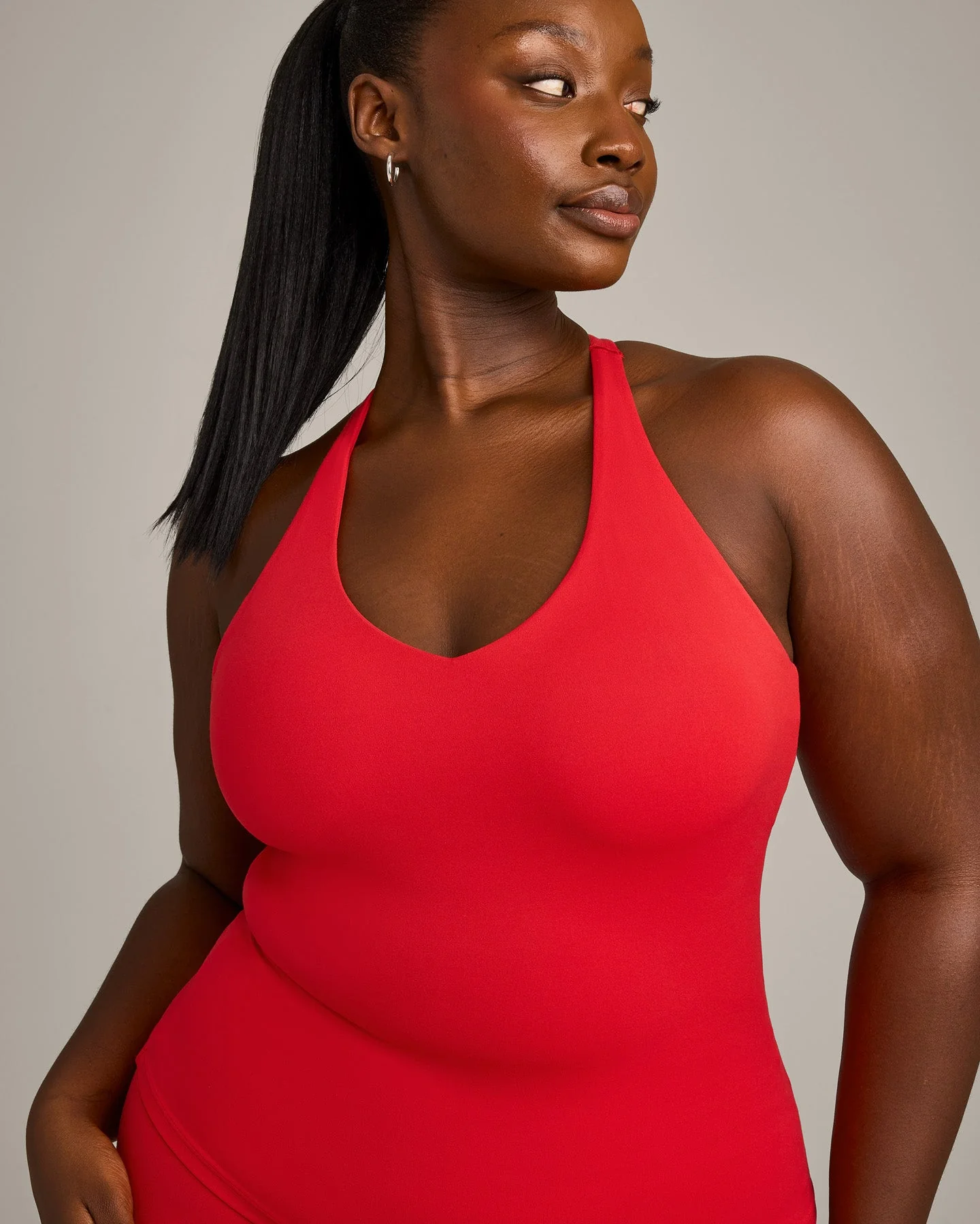SoftMotion™ Racer Back Vest with Built in Bra Shelf with Grey Logo | Fiery Red - Image 5