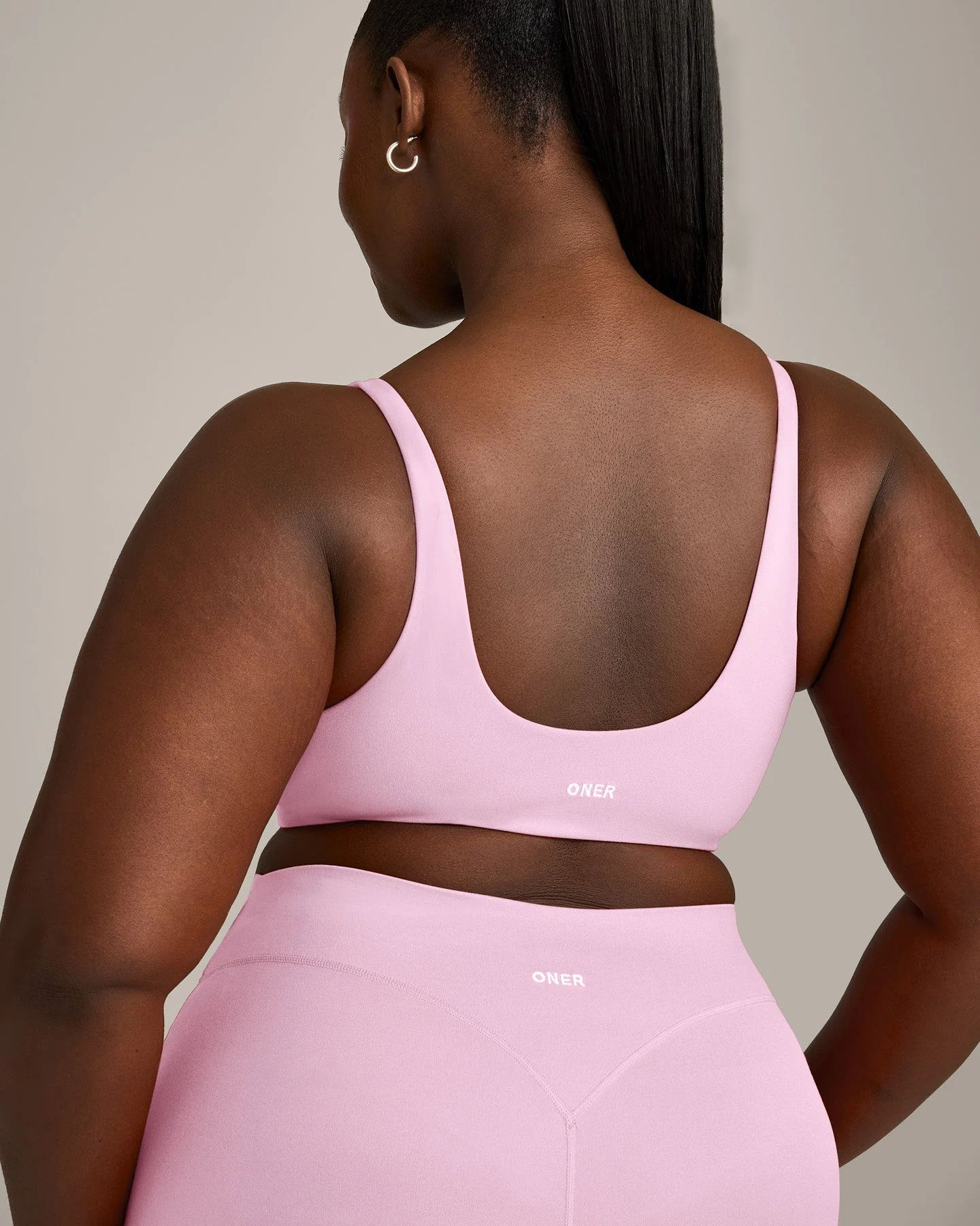 SoftMotion™ Scoop Back Bralette with Grey Logo | Chalk Pink - Image 5