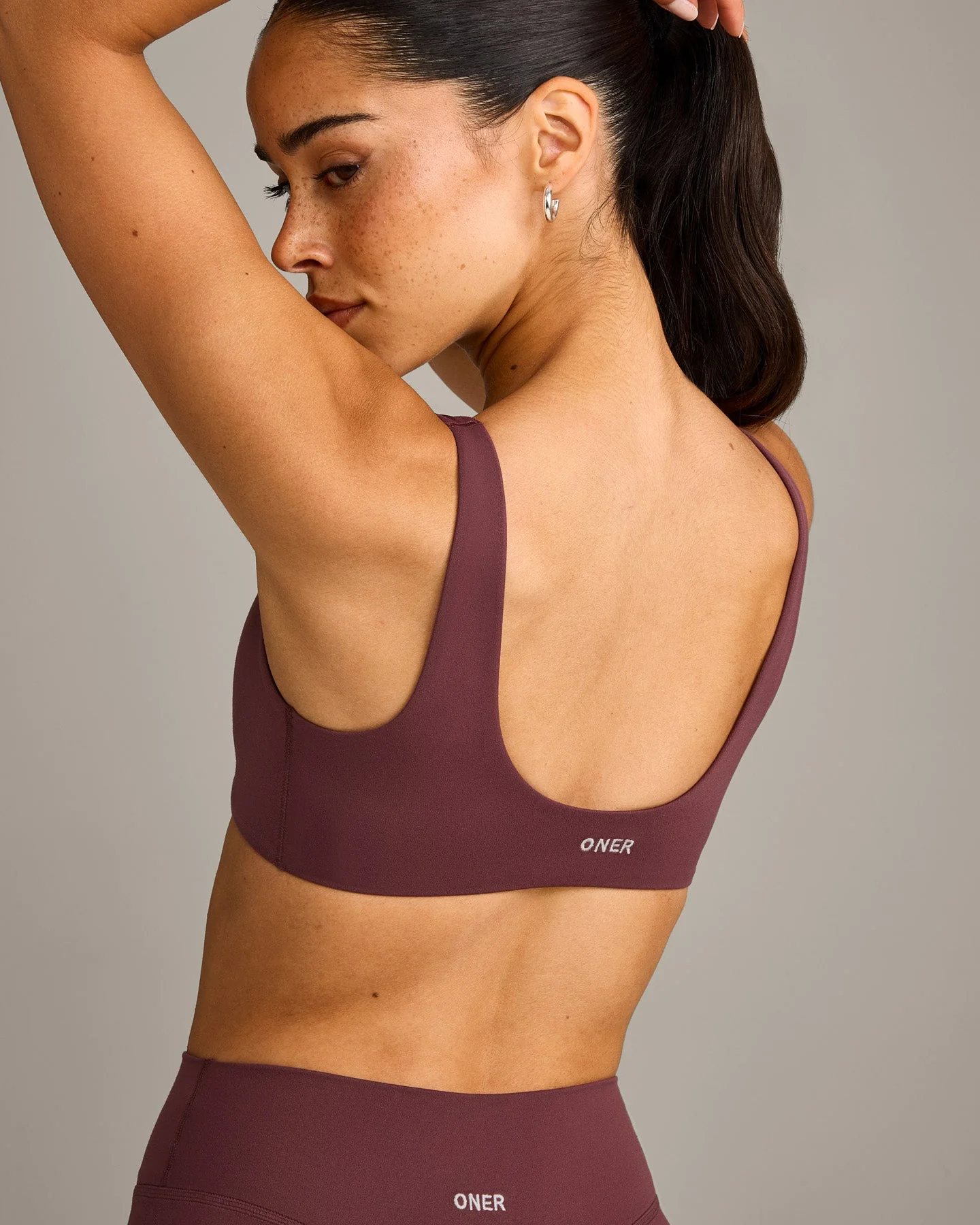 SoftMotion™ Scoop Back Bralette with Grey Logo | Velvet Mocha - Image 4