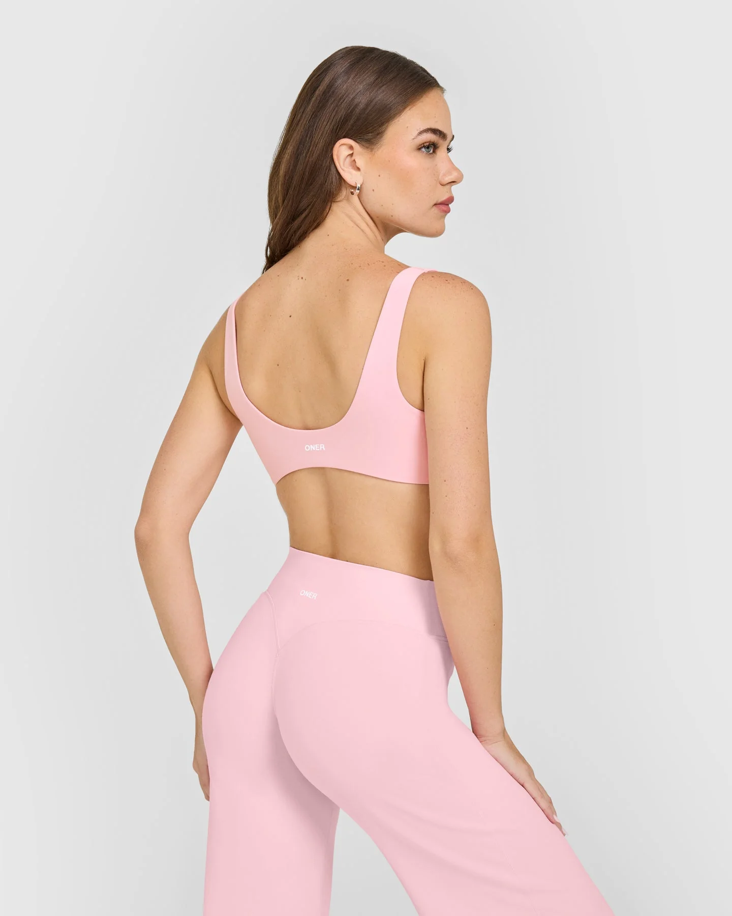 SoftMotion™ Scoop Back Bralette with White Logo | Cherry Blossom Pink - Image 4