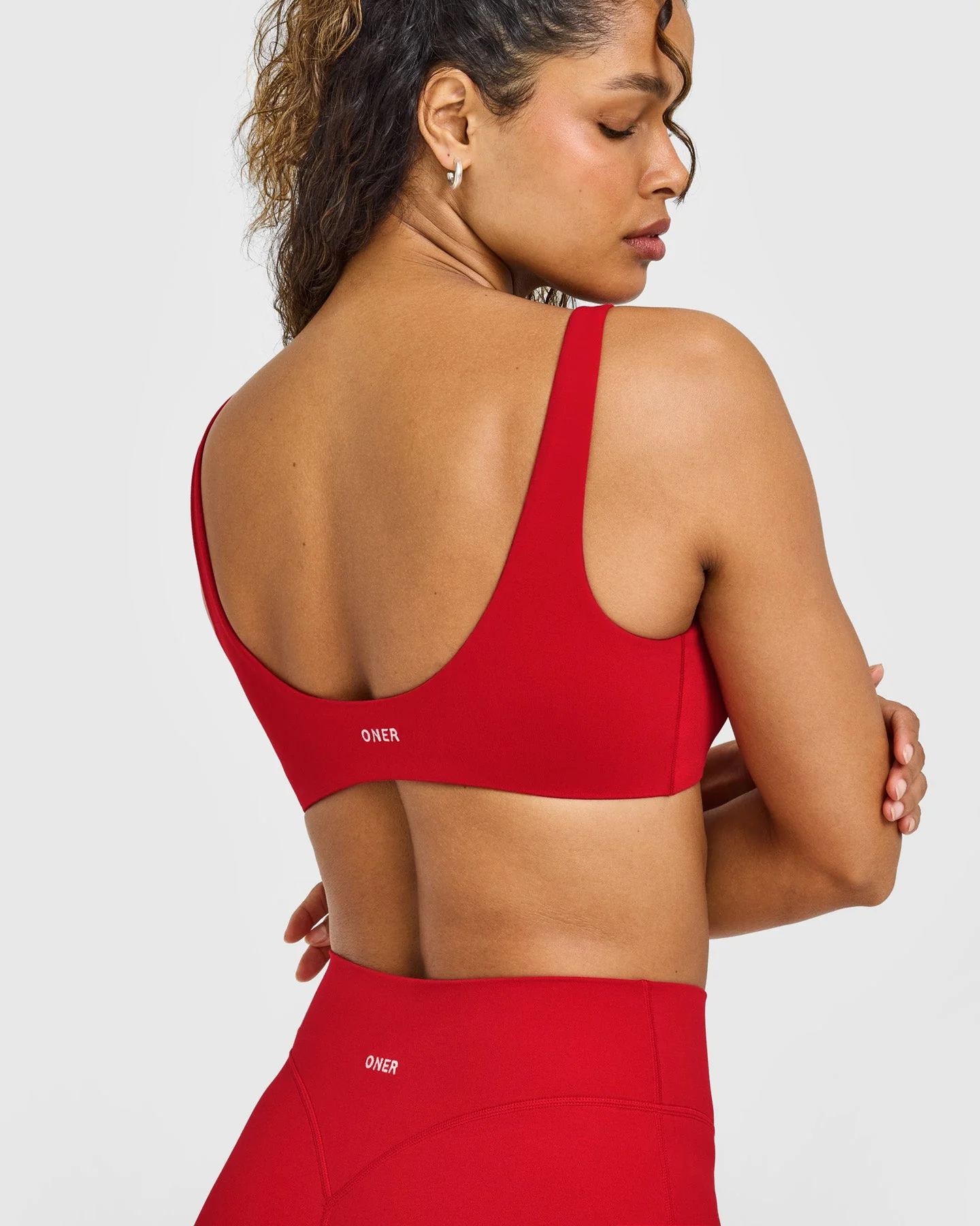 SoftMotion™ Scoop Back Bralette with White Logo | Light Toasted Red - Image 4