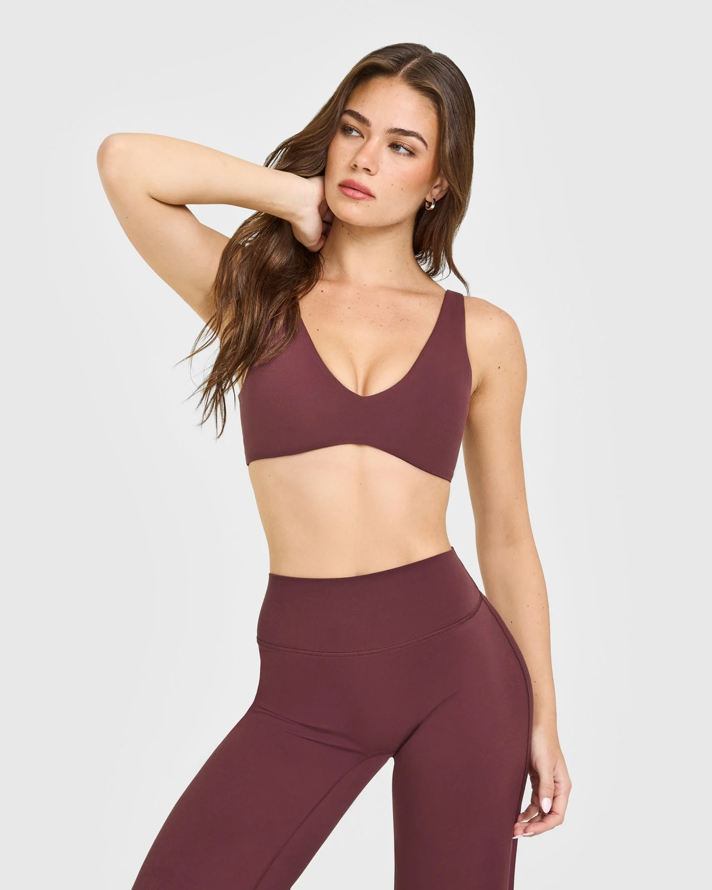 SoftMotion™ Scoop Back Bralette with White Logo | Velvet Mocha