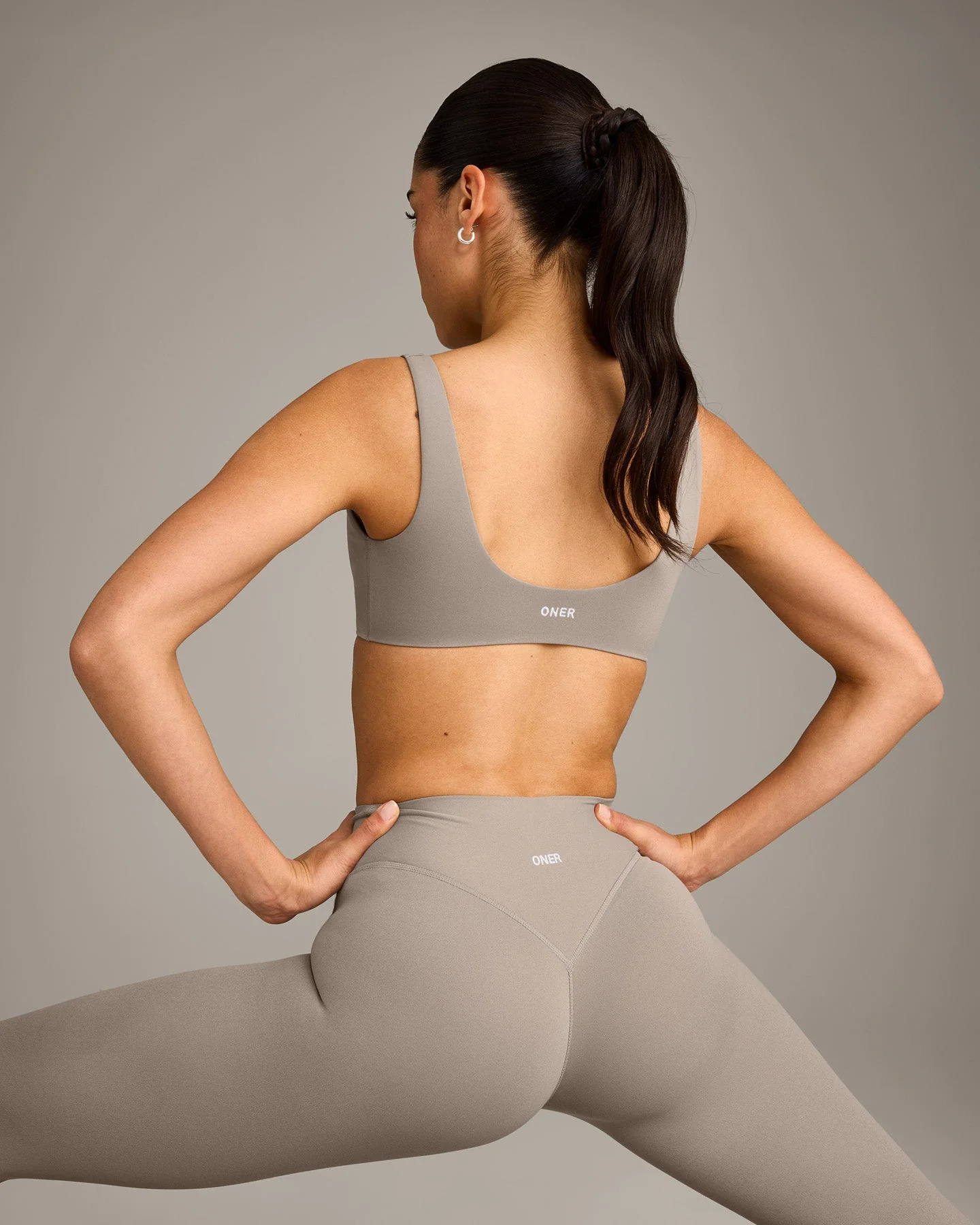 SoftMotion™ Scoop Back Bralette with White Logo | Warm Sand - Image 5