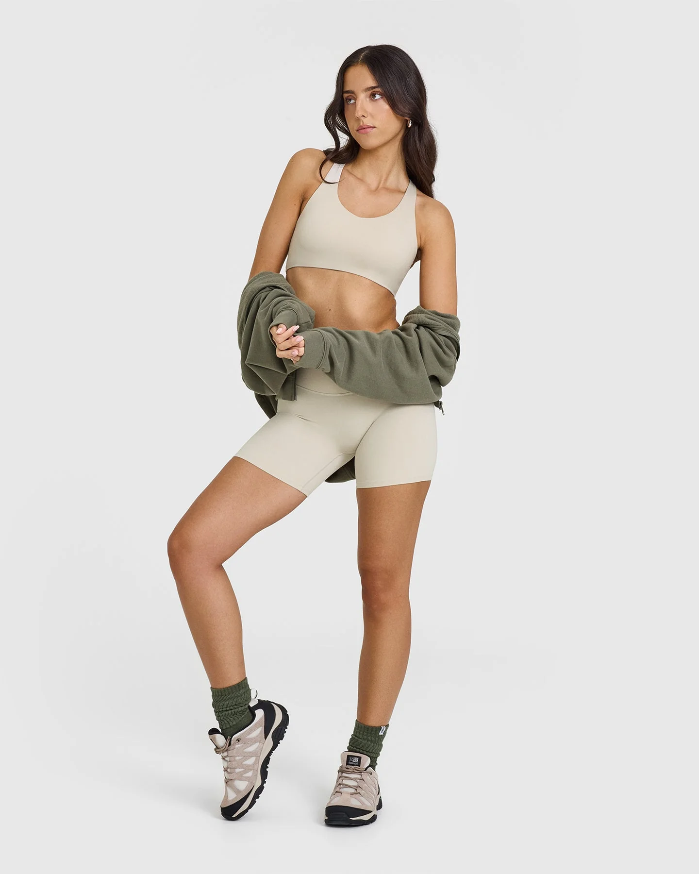 SoftMotion™ Sports Bra with White Logo | Sand - Image 3