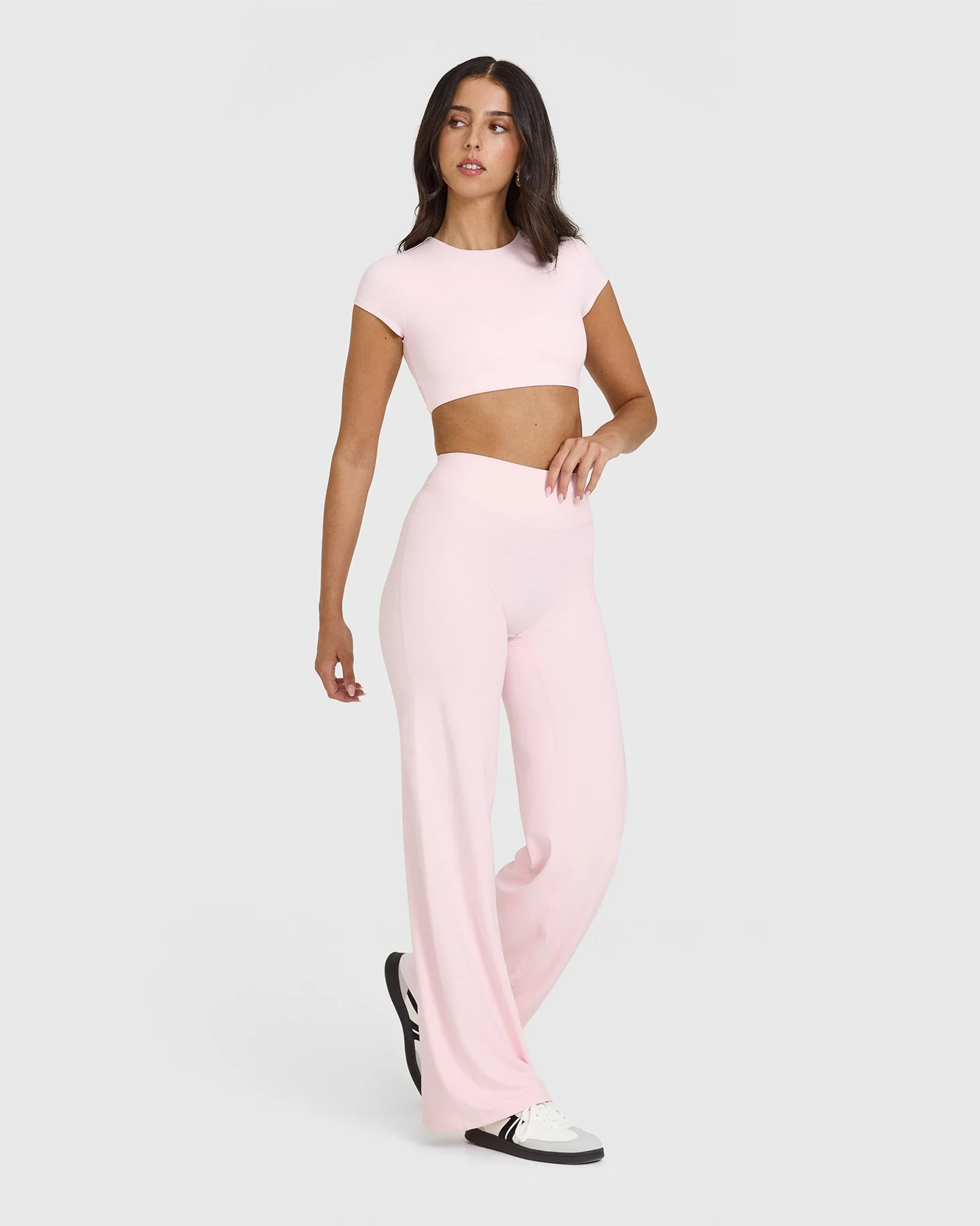 SoftMotion™ Straight Leg Bottoms with White Logo | Ballet Pink - Image 3
