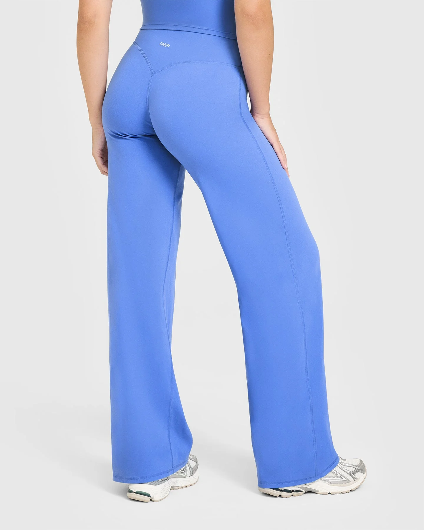 SoftMotion™ Straight Leg Bottoms with White Logo | Glaucous Blue