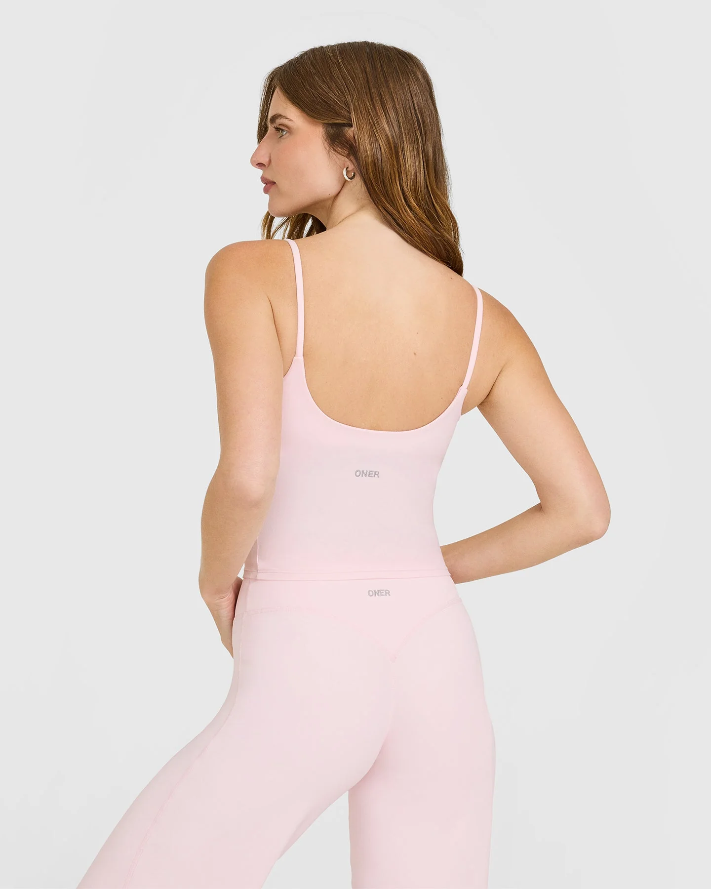 SoftMotion™ Strappy Mid Vest with Built in Bra Shelf with White Logo | Ballet Pink - Image 4