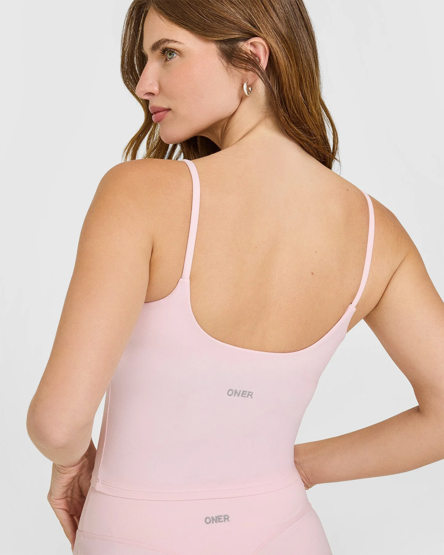 SoftMotion™ Strappy Mid Vest with Built in Bra Shelf with White Logo | Ballet Pink - Image 5