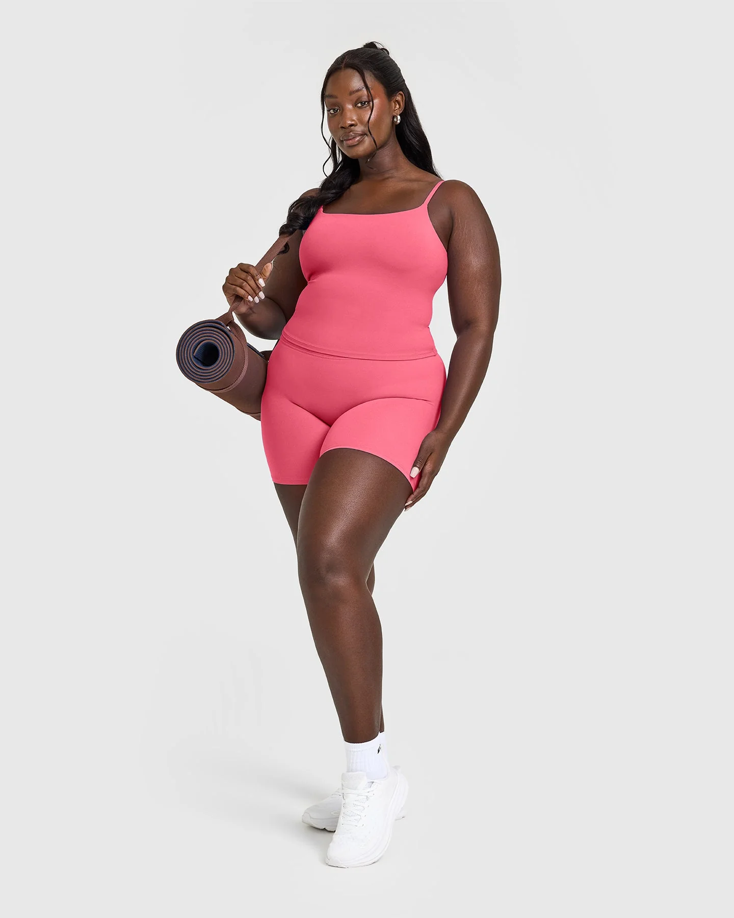 SoftMotion™ Strappy Mid Vest with Built in Bra Shelf with White Logo | Dark Velvet Pink - Image 3