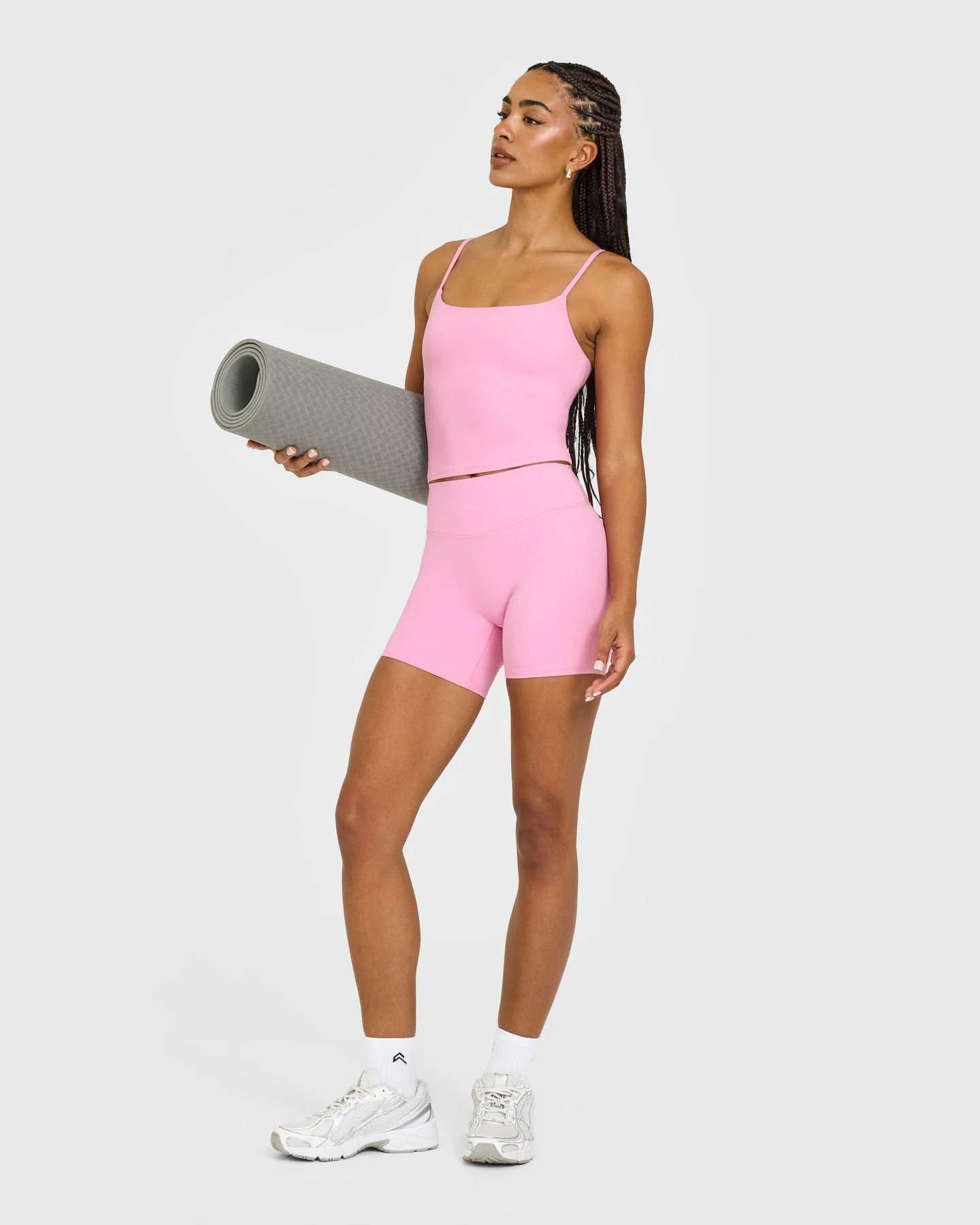 SoftMotion™ Strappy Mid Vest with Built in Bra Shelf with White Logo | Rose Pink - Image 3