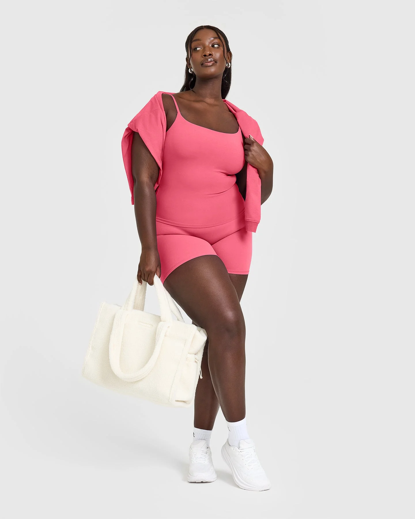SoftMotion™ Strappy Vest with Built in Bra Shelf with White Logo | Dark Velvet Pink - Image 3