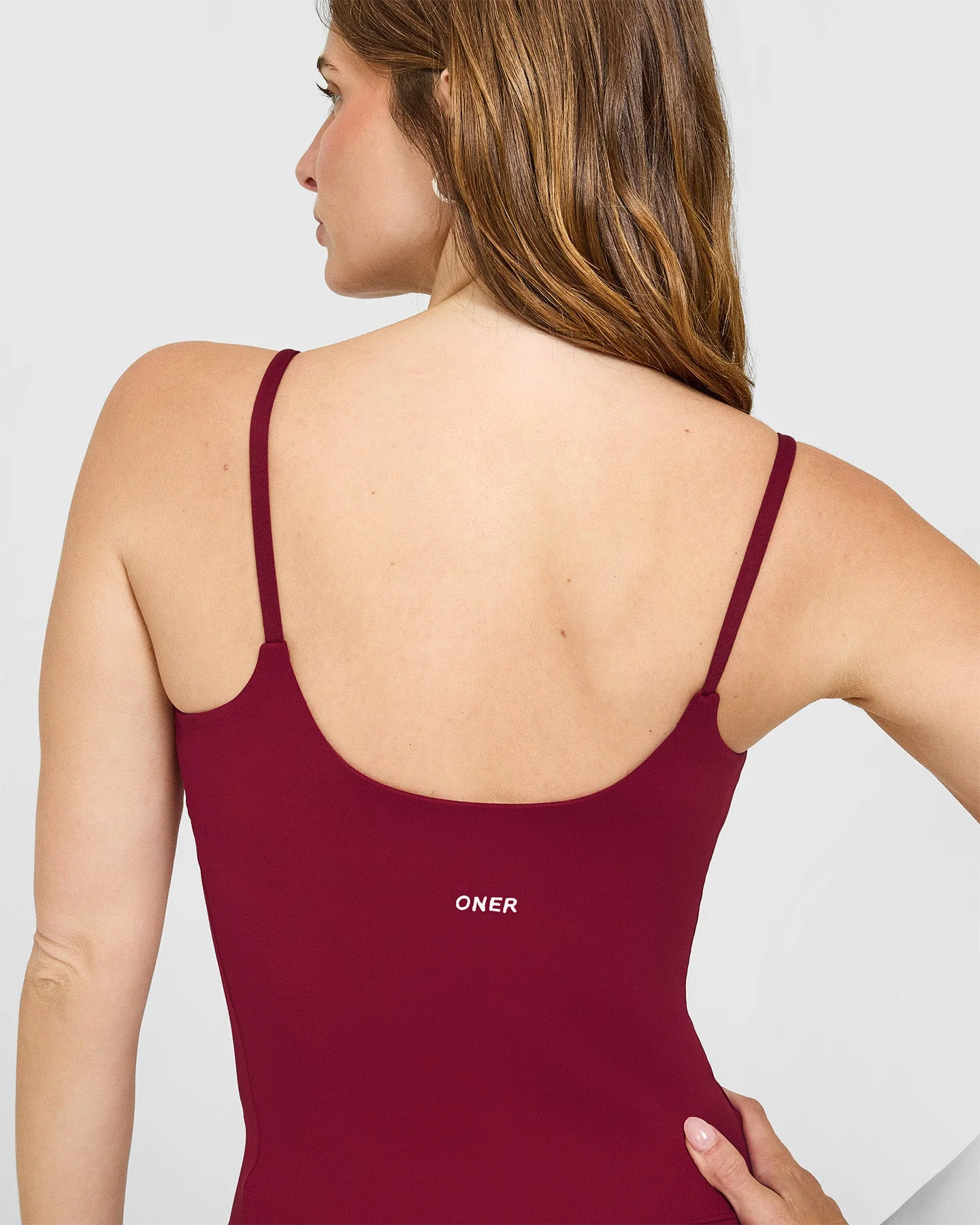 SoftMotion™ Strappy Vest with Built in Bra Shelf with White Logo | Ruby Red - Image 4