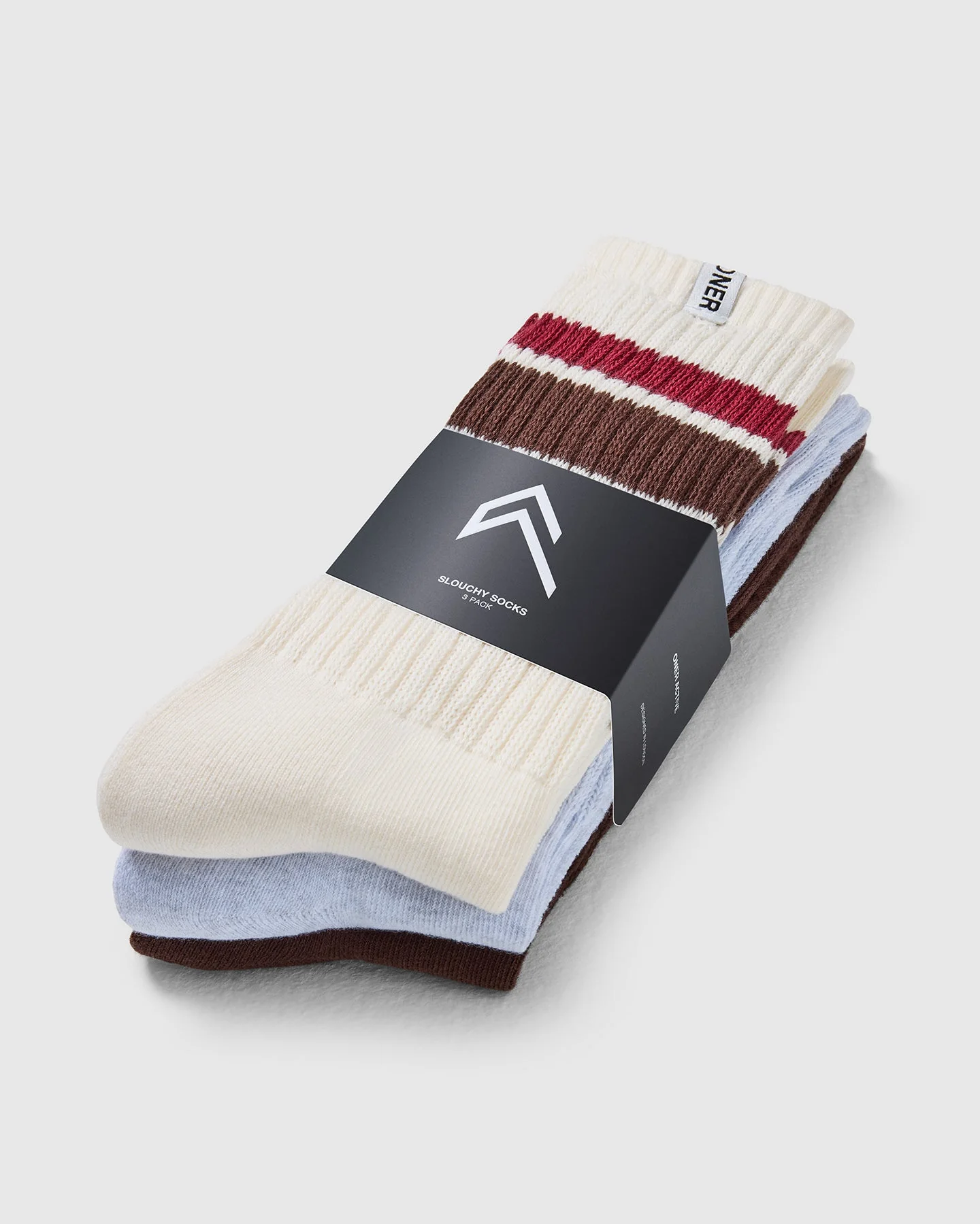 Stripe Slouchy Socks 3 Pack | Ruby Red/ Espresso Brown - Image 5