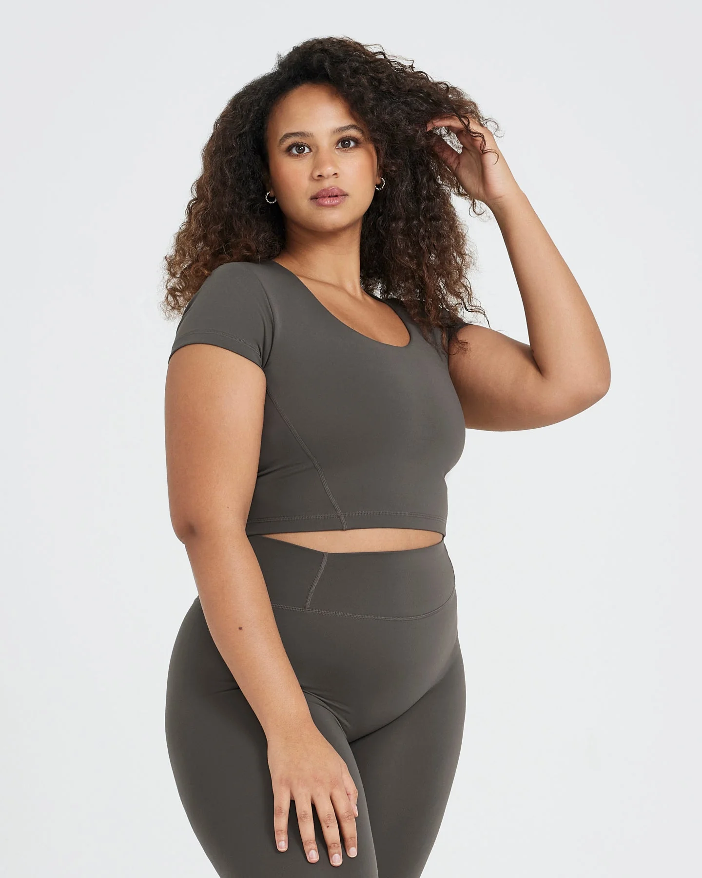 Timeless Crop Short Sleeve Tee | Deep Taupe - Image 3