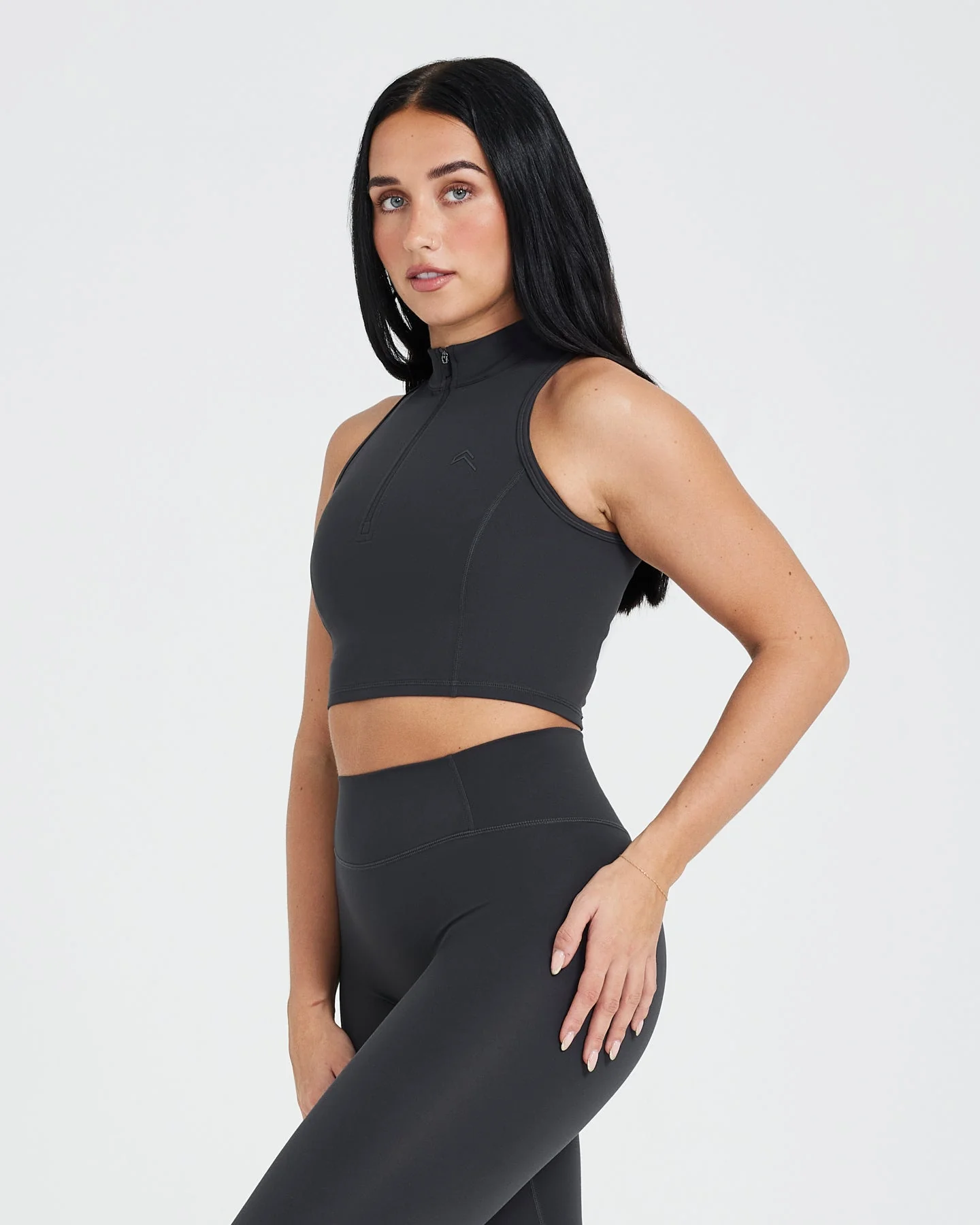Timeless Half Zip Crop Tank | Coal - Image 3