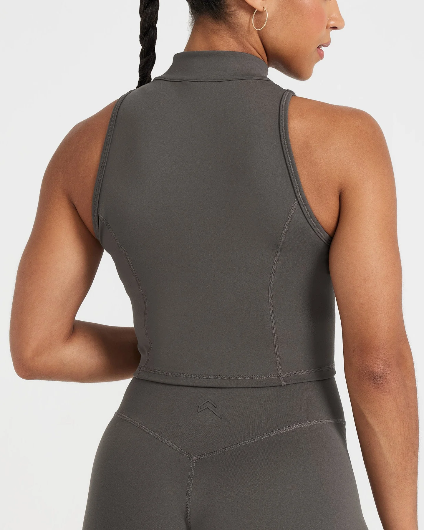 Timeless Half Zip Crop Tank | Deep Taupe - Image 5