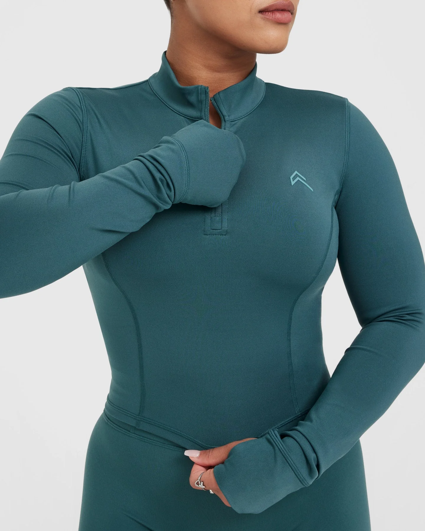 Timeless Half Zip Mid Long Sleeve Top | Marine Teal - Image 5