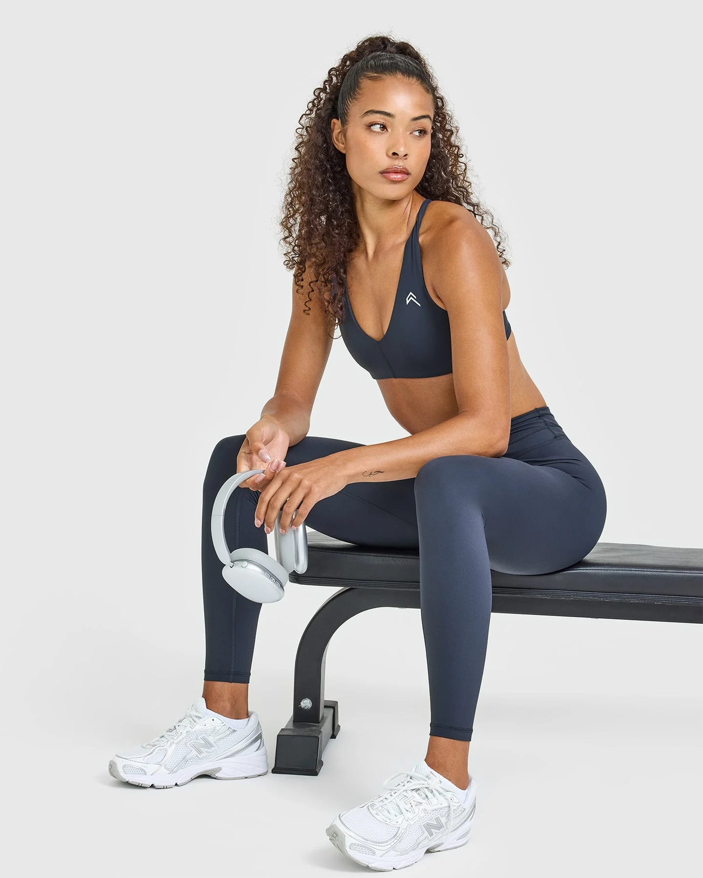 UnifiedMove™ High Waisted Leggings White Logo | True Blue - Image 3