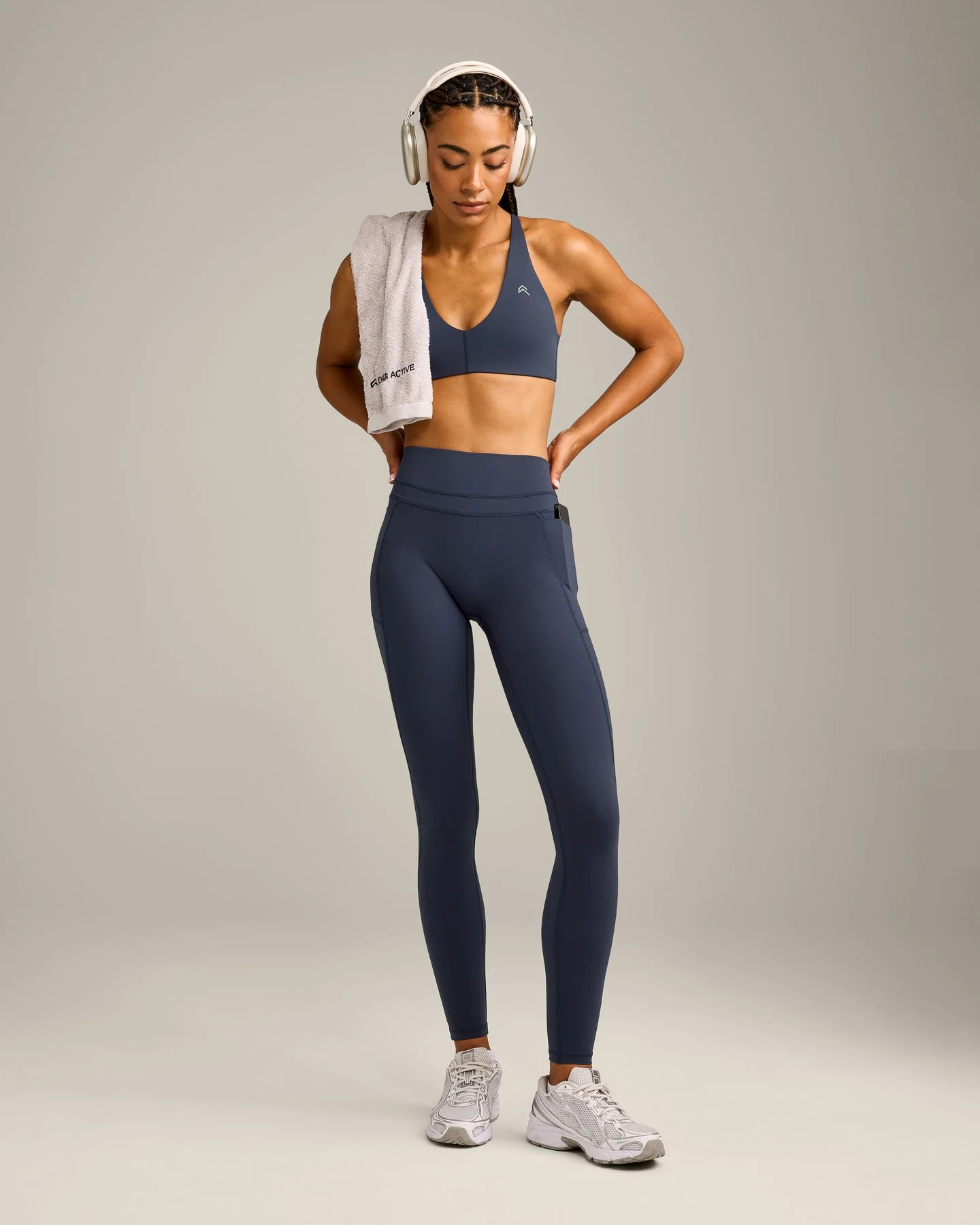 UnifiedMove™ High Waisted Pocket Leggings with Reflective Logo | True Blue - Image 3
