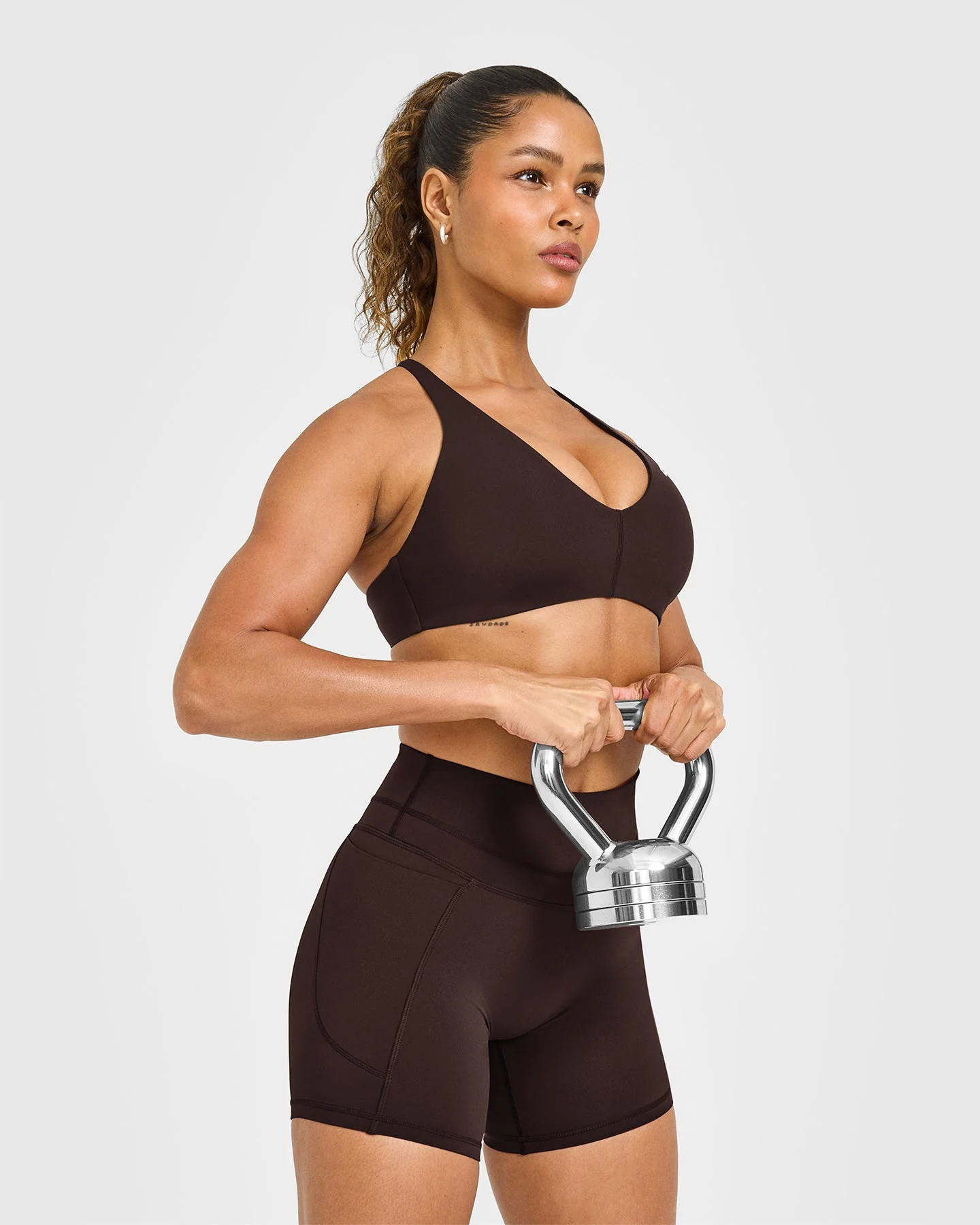 UnifiedMove™ High Waisted Pocket Shorts 6" | 70% Cocoa - Image 6
