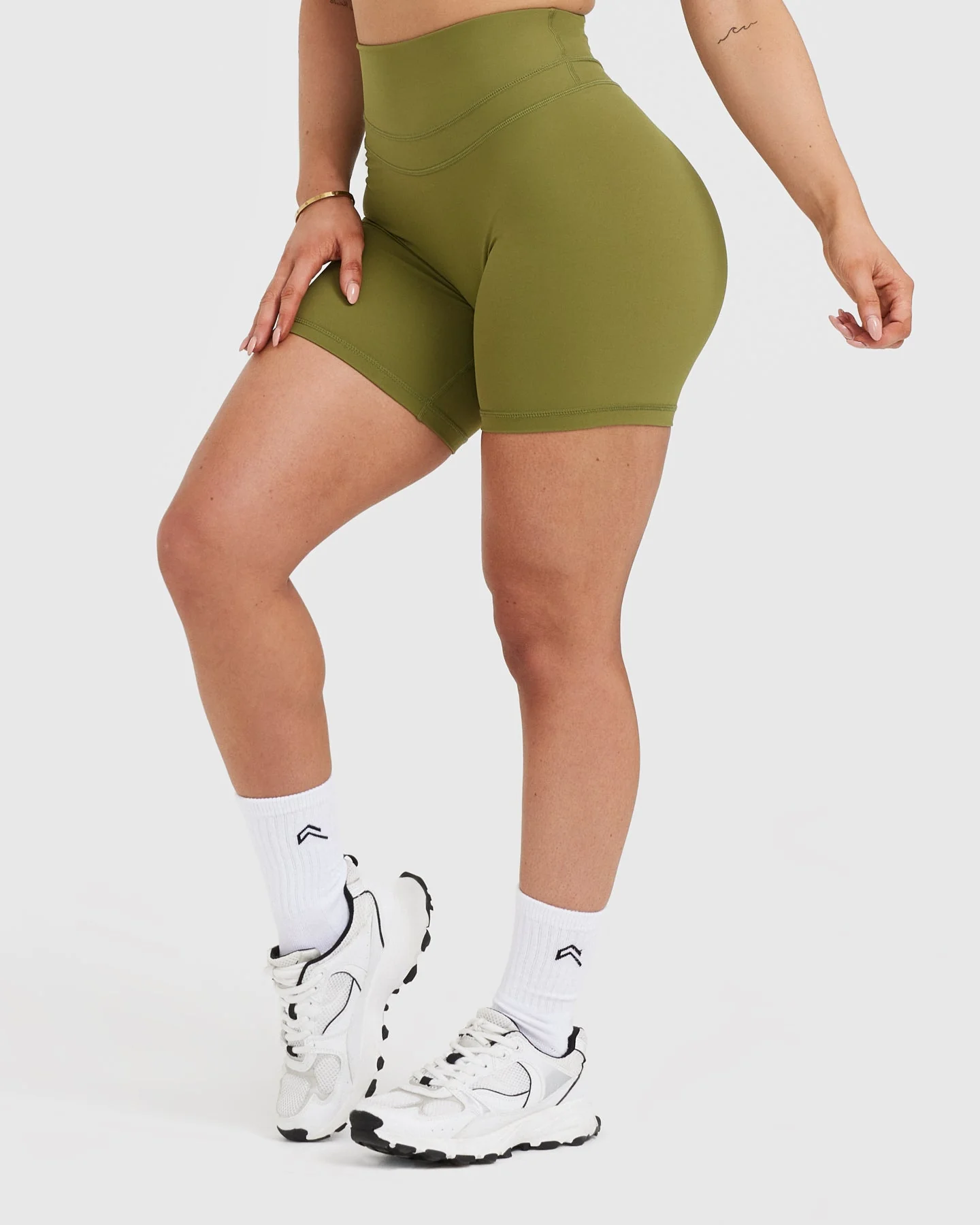 UnifiedMove™ High Waisted Shorts 6" | Olive Green - Image 3