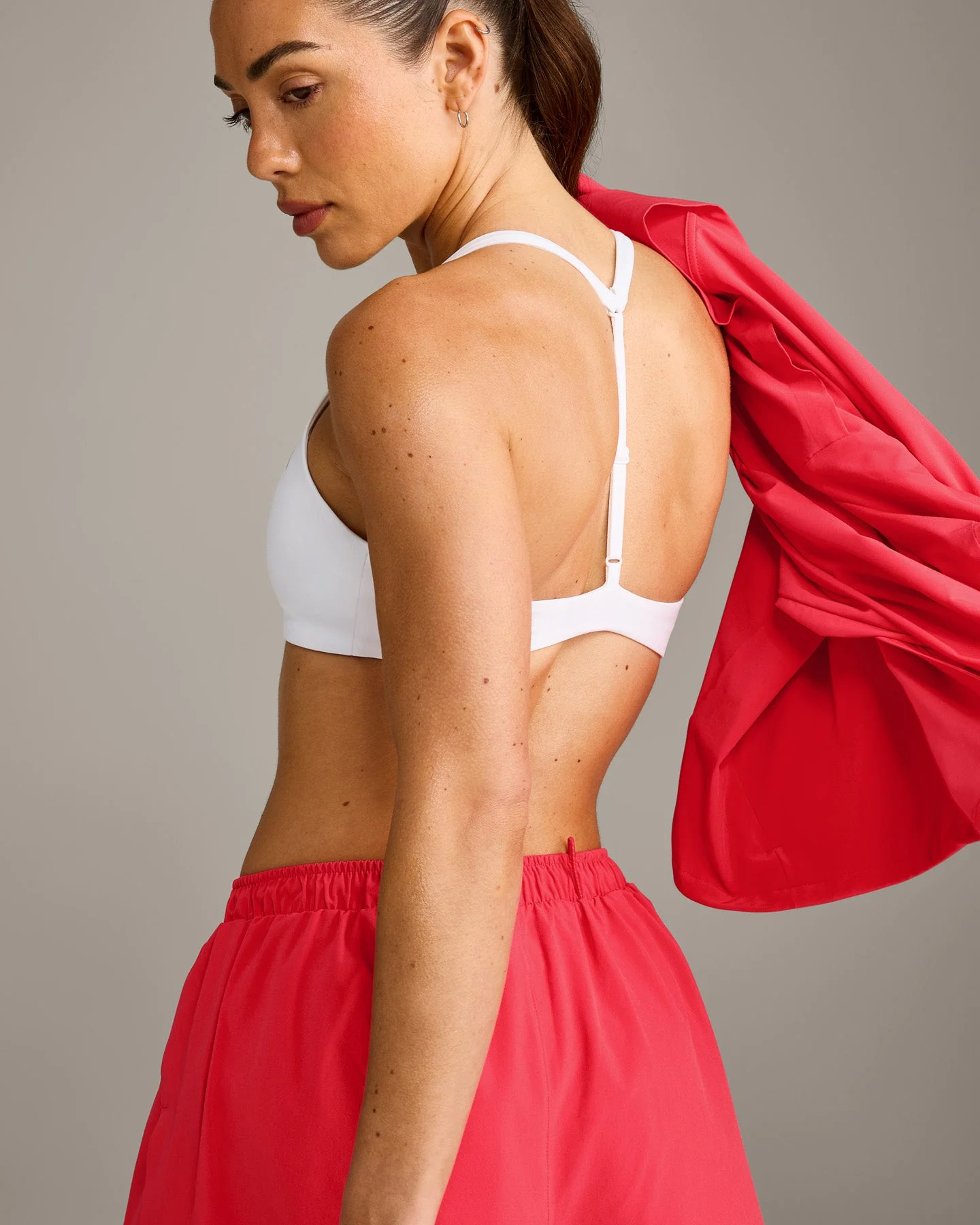 UnifiedMove™ T Back Minimal Bralette with Reflective Logo | White - Image 5