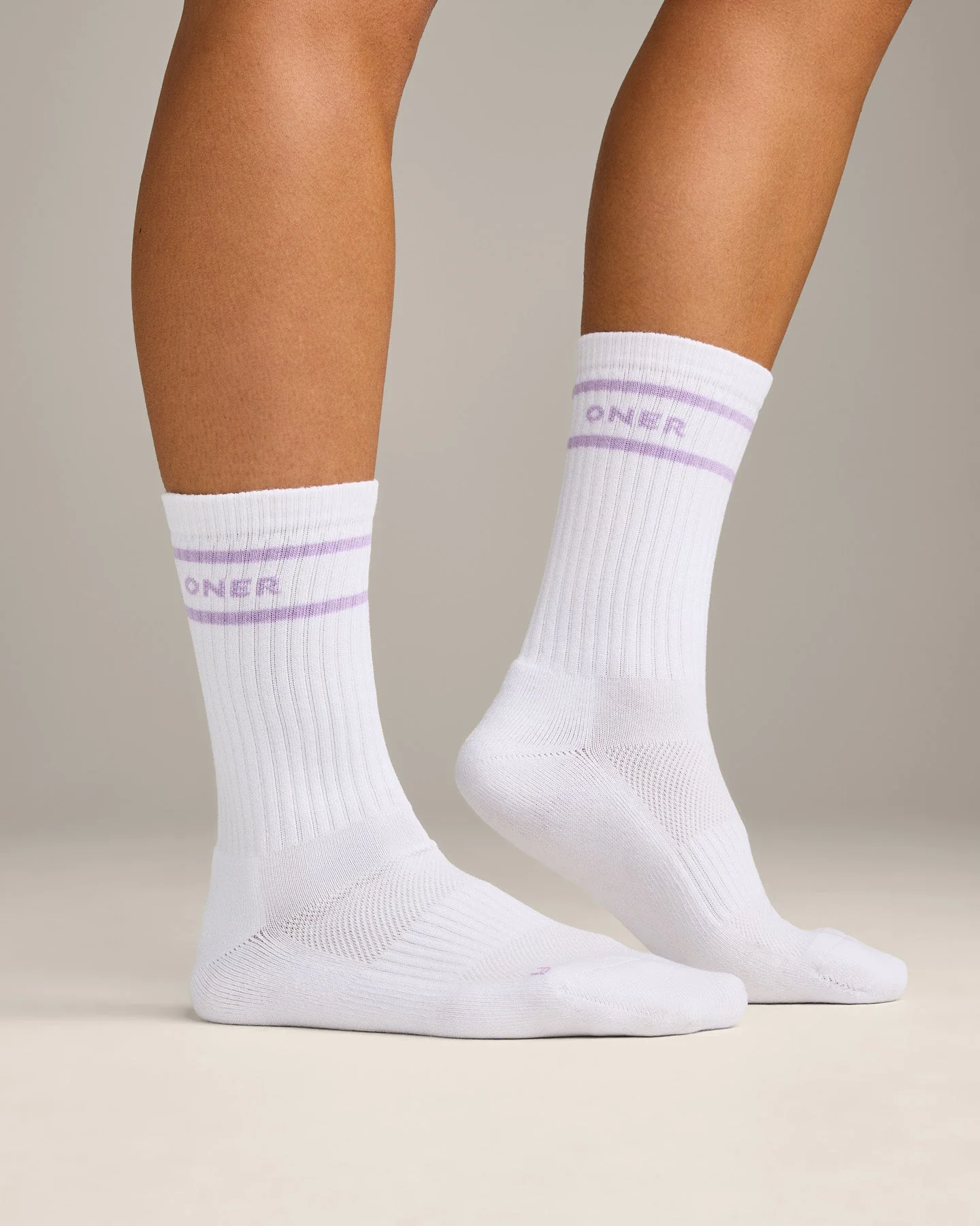 Varsity Stripe Long Crew Socks 1 Pack | Lavender Purple - Image 4